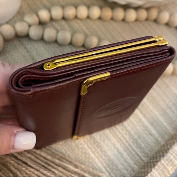 EUC CARTIER Bordeaux Burgundy Leather Double Sided, Card/Coin/Money Wallet - Picture 6 of 15